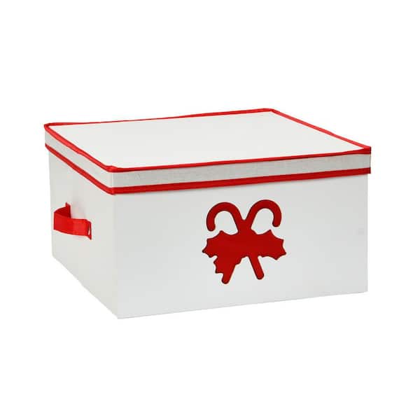 HOUSEHOLD ESSENTIALS Large Holiday Decoration Box Red Candy Cane 5661