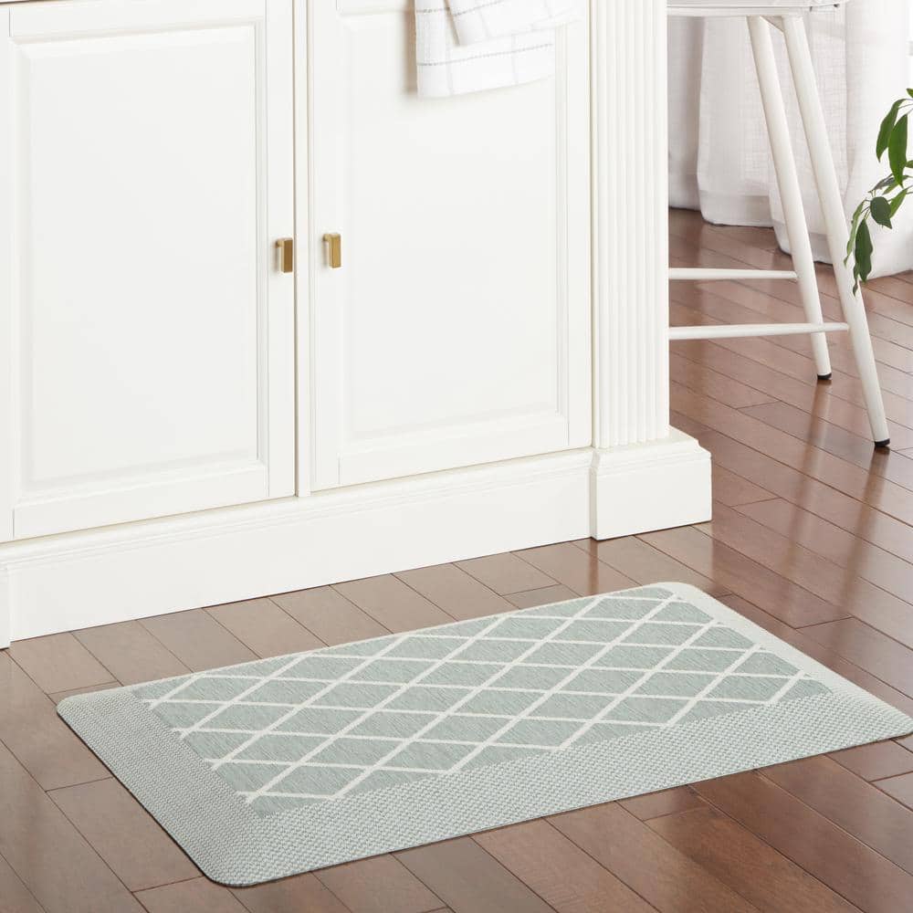 Mint Green Diamond Anti-Fatigue Kitchen Mat 19.6"x32"