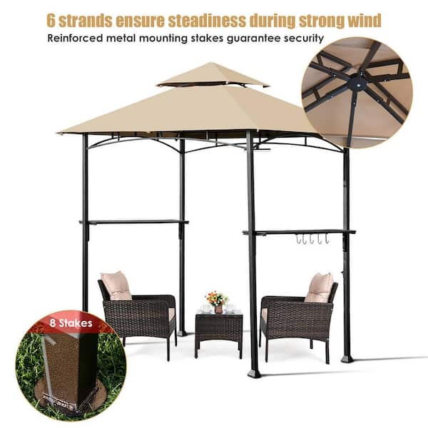 Costway 8 ft. x 5 ft. Outdoor Patio Barbecue Grill Gazebo