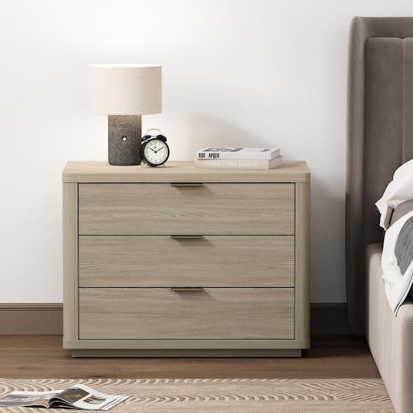 Evelyn Modern Natural 3-Full Extension Drawer 32 in. W Nightstand