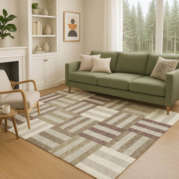 Chantille Machine Washable Indoor/Outdoor Abstract ACN2332 Brown 3 ft. x 4 ft. Area Rug