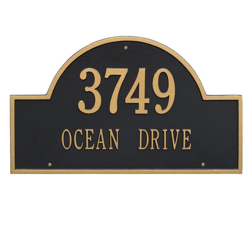 Whitehall Products Arch Marker Estate Black Gold Wall 2 Line Address   Whitehall Products Address Plaques 1002bg 64 1000 