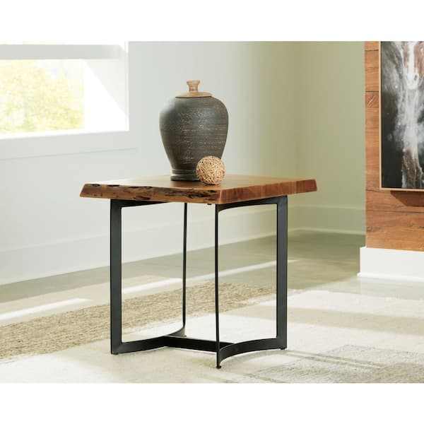 Signature Design By Ashley Fortmaine 24 in. Brown Square Wood End Table