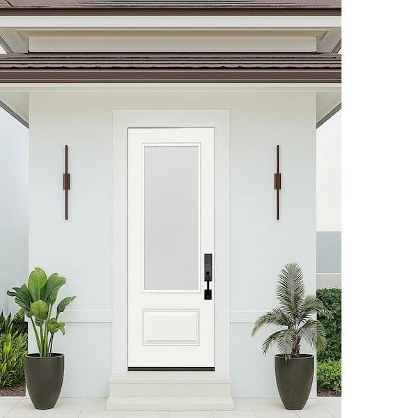 Palisade 36 in. x 96 in. 3/4 Micro Granite Impact Glass LHIS Unfinished Fiberglass Prehung Front Door with 6-9/16 Jamb