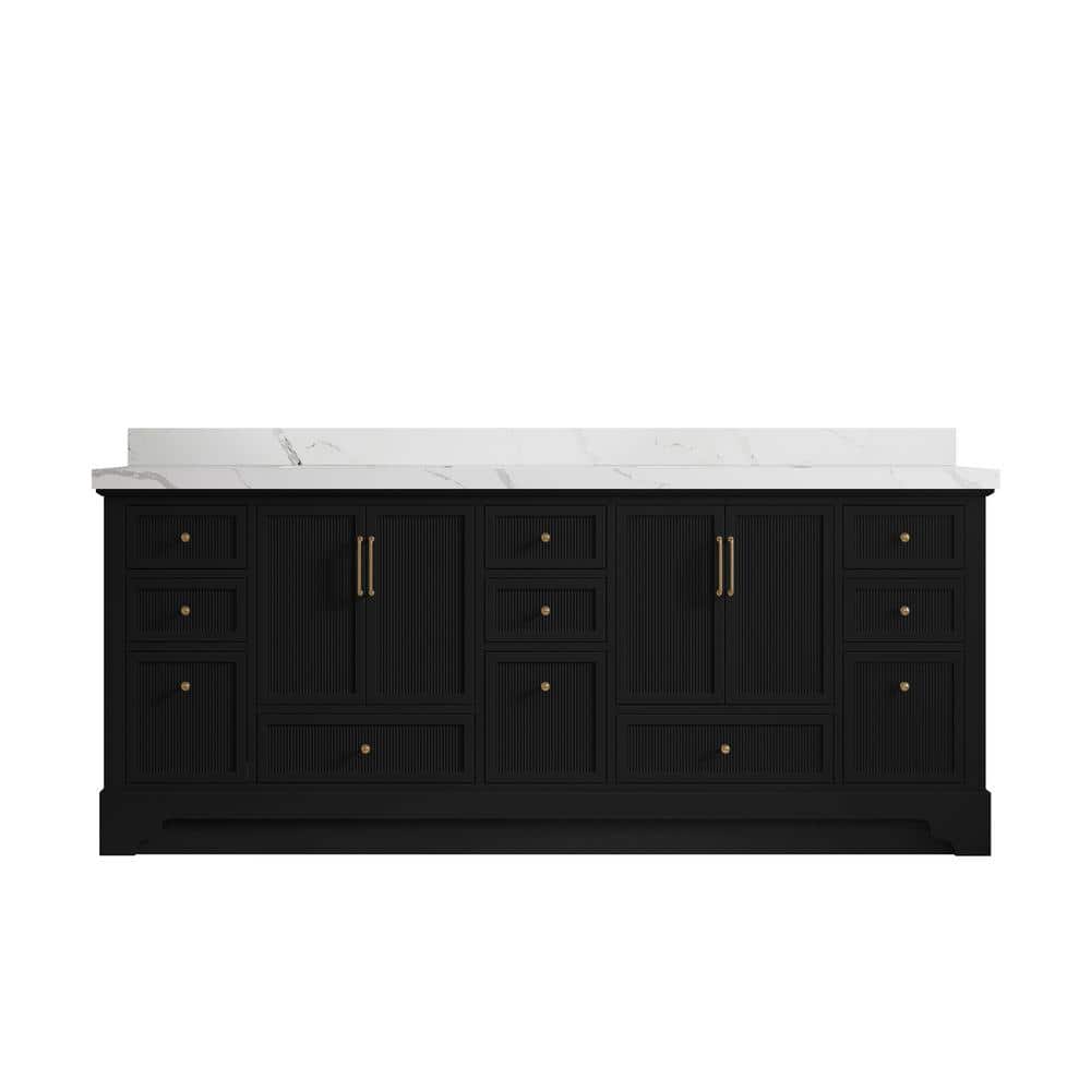 Alys 84 in. W x 22 in. D x 36 in. H Double Sink Bath Vanity in Black with 2 in. Calacatta Laza Qt. Top price history on PriceWatchPro