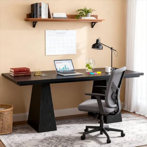 63 in. Black Rectangle Wood Executive Desk, Large Modern Farmhouse Computer Desk for Home Office, Office