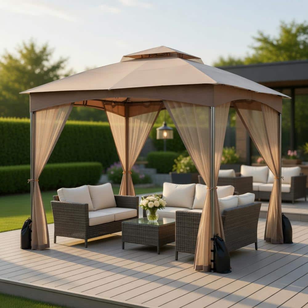 10x10ft outdoor gazebo with removable mesh walls and wind-resistant accessories price history on PriceWatchPro
