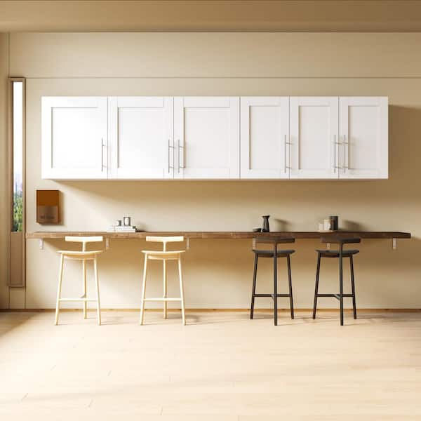 12 in. W x 32 in. D x 30 in. H White Linen Cabinet, Stackable Wall Mounted Storage Cabinet, Bathroom Medicine Cabinet