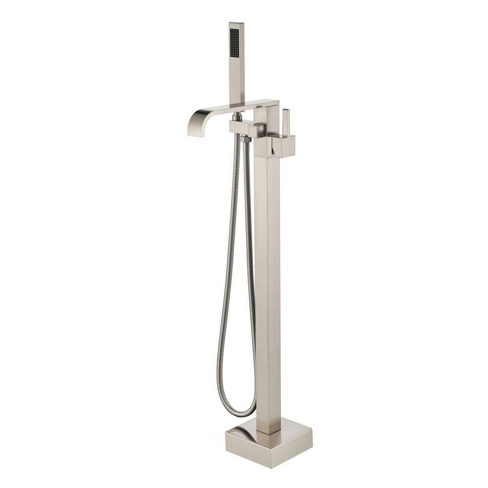 2-Handle Waterfall Freestanding Tub Faucet with Hand Shower in Brushed Nickel Stainless steel price history on PriceWatchPro