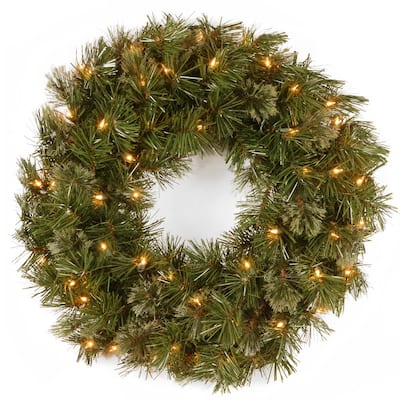24 in. Wispy Willow Artificial Christmas Wreath with Lights