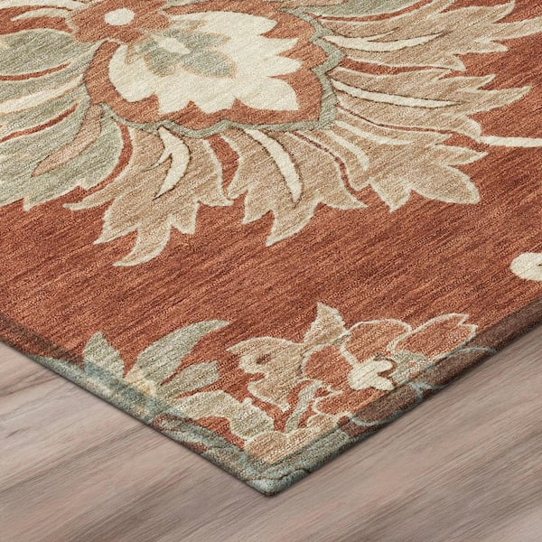 Chantille Machine Washable Indoor/Outdoor Abstract ACN3133 Brick 8 ft. x 10 ft. Area Rug