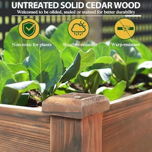 47 in. W x 22 in. D x 33 in. H Wood Raised Garden Bed with Lockable Wheels, Shelf and Liner, Carbonized