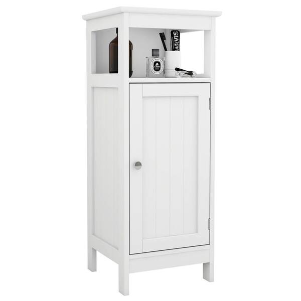 FUNKOL 12.6 in. W x 11.8 in. D x 31.5 in. H White MDF Freestanding Linen Cabinet with Adjustable Shelf