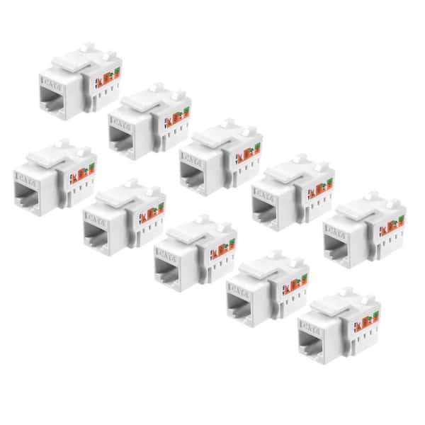 10-Pack Cat6 RJ45 Keystone Jack Modules, 568A/568B Punch-Down Female Connectors for Wall Plates and Panels