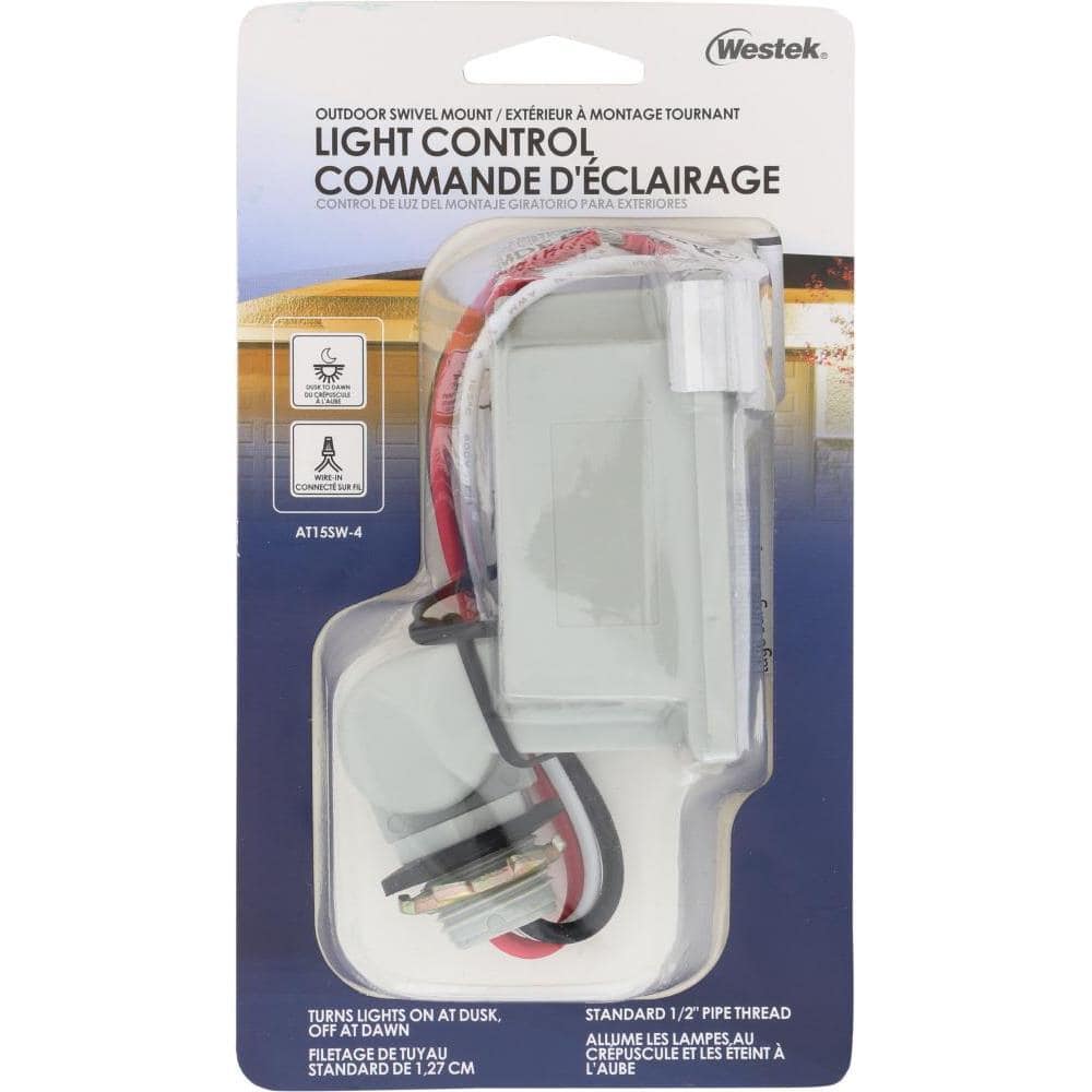 Gray Outdoor Swivel Photoelectric Light Control with Timer