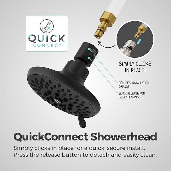 Universal 5-Spray Patterns with 1.75 GPM 4.8 in. Wall Mount Fixed Shower Head in Spot Defense Matte Black