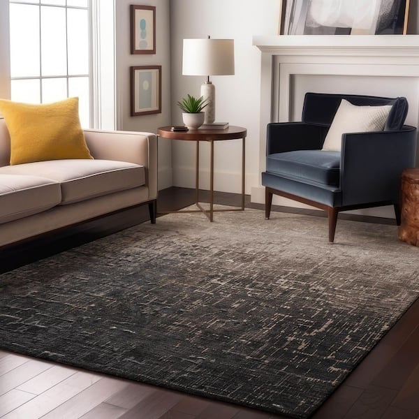 Mayfield Premium Machine Washable Abstract AMF1066 Khaki 8 ft. x 10 ft. Area Rug