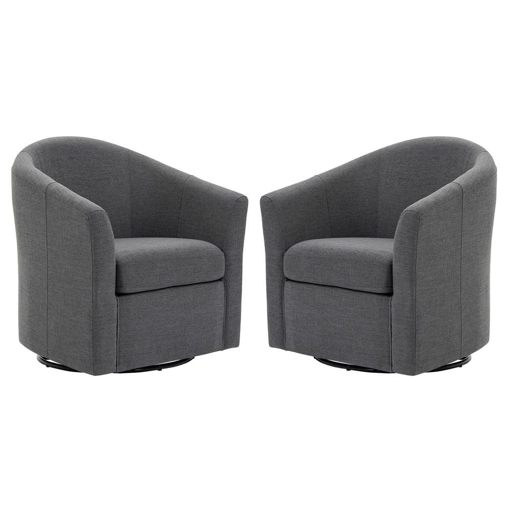 Gray Linen Upholstered 360° Swivel Accent Barrel Chair with Metal Base(Set of 2) price history on PriceWatchPro