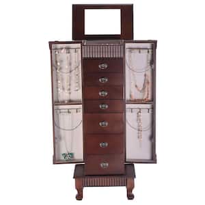 14.8 in. W x 9 in. D x 38.6 in. H Jewelry Cabinet Armoire Cambered Front Storage Chest Stand Organizer