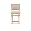 Linon Home Decor Keira 37 in. H Graywash High Back Wood Counter Height Bar Stool with Fabric Seat THD04634