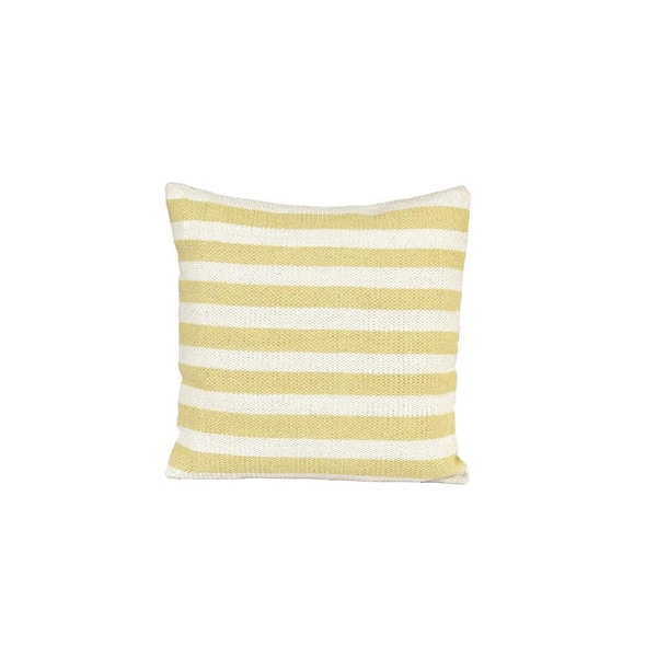 SPITIKO HOMES Sweet Corn/Optic White 100% Cotton Cushion 18 in. x 18 in.