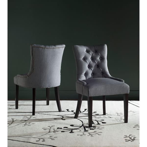 Safavieh Gamada Dark Blue Linen Side Chair (Set of 2)