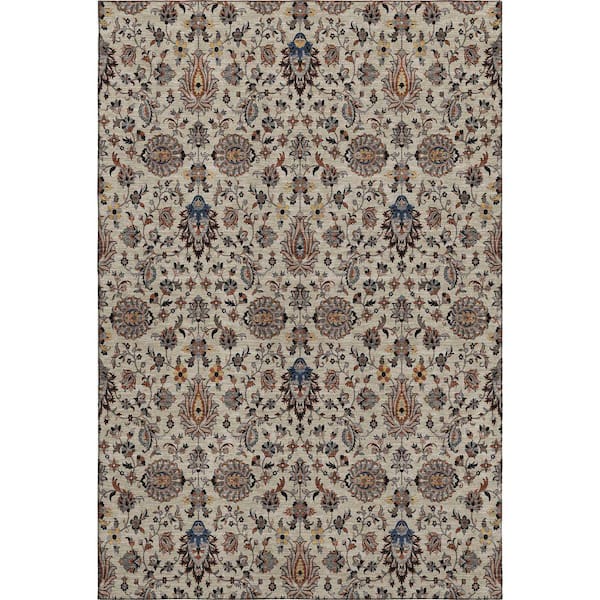 Mayfield Premium Machine Washable Abstract AMF2192 Beige 3 ft. x 5 ft. Area Rug