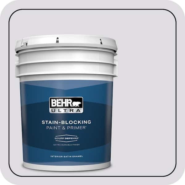 BEHR ULTRA 5 gal. #N100-1 Enigma Extra Durable Satin Enamel Interior Paint & Primer