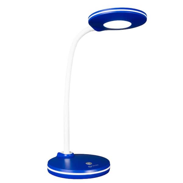 OttLite Wellness Series 16 in. Blue/White Study LED Desk Lamp with 3 Brightness Settings
