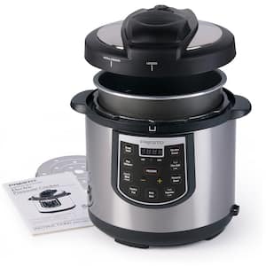 6 Qt. Black Stainless Steel Electric Pressure Cooker with Built-In Timer