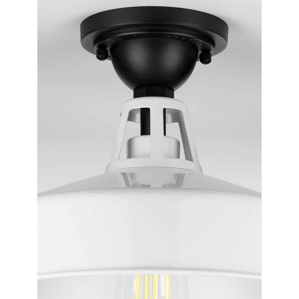 White Aluminum Industrial-Style Semi-Flush Mount Ceiling Light