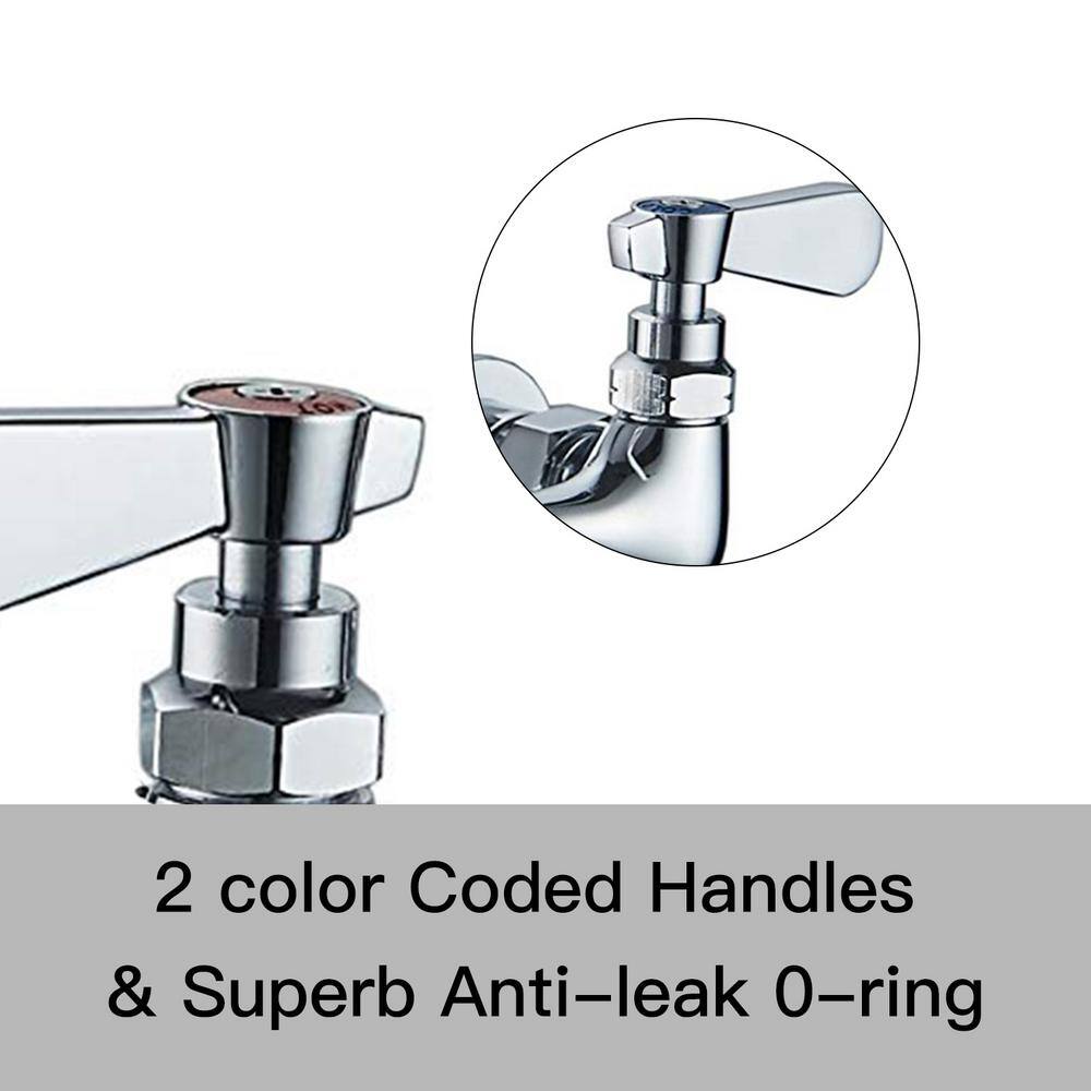 BWE Double Handles Wall Mount Modern Standard Kitchen Faucet With 8 Inch Swivel Spout 8" Center