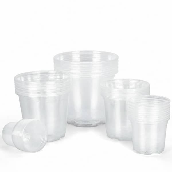 Clear Plastic 45 Pack 7/6/5/4/3 Inch Clear Nursery Pots with Drainage Holes, 30 Plant Labels, 2 Transplant Tools