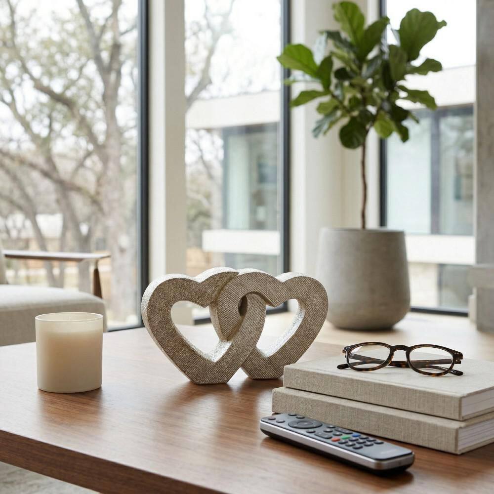 10 in. x 6 in. Gold Ceramic Rustic Double Heart Sculpture price history on PriceWatchPro