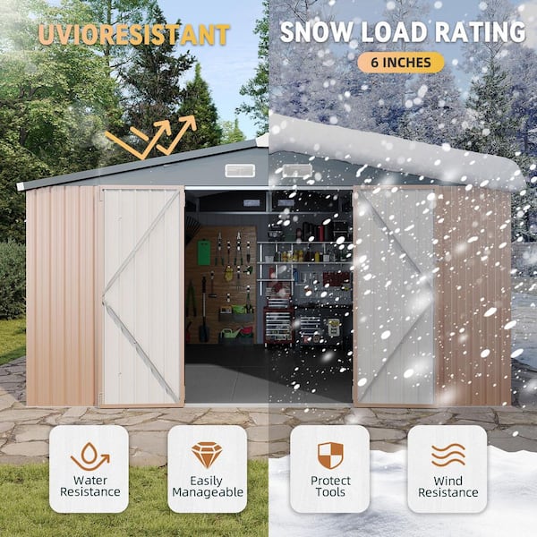 Sizzim 9.4 ft. W x 11.8 ft. D Outdoor Storage Metal Shed with