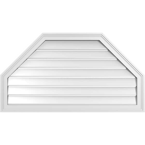 Ekena Millwork 40 in. x 22 in. Octagonal Top Surface Mount PVC Gable Vent: Functional with Brickmould Frame