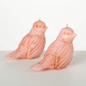 3.5 in. H Pink Bird Candles Set of 2