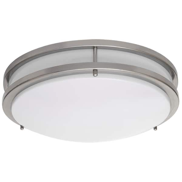 AMAX LIGHTING JR 10 in. 1-Light Nickel LED Flush Mount Light 3000K