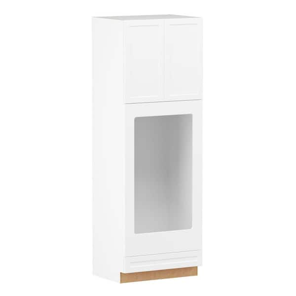 Designer Series Melvern 33 in. W x 24 in. D x 96 in. H Assembled Shaker Double Oven Kitchen Cabinet in White