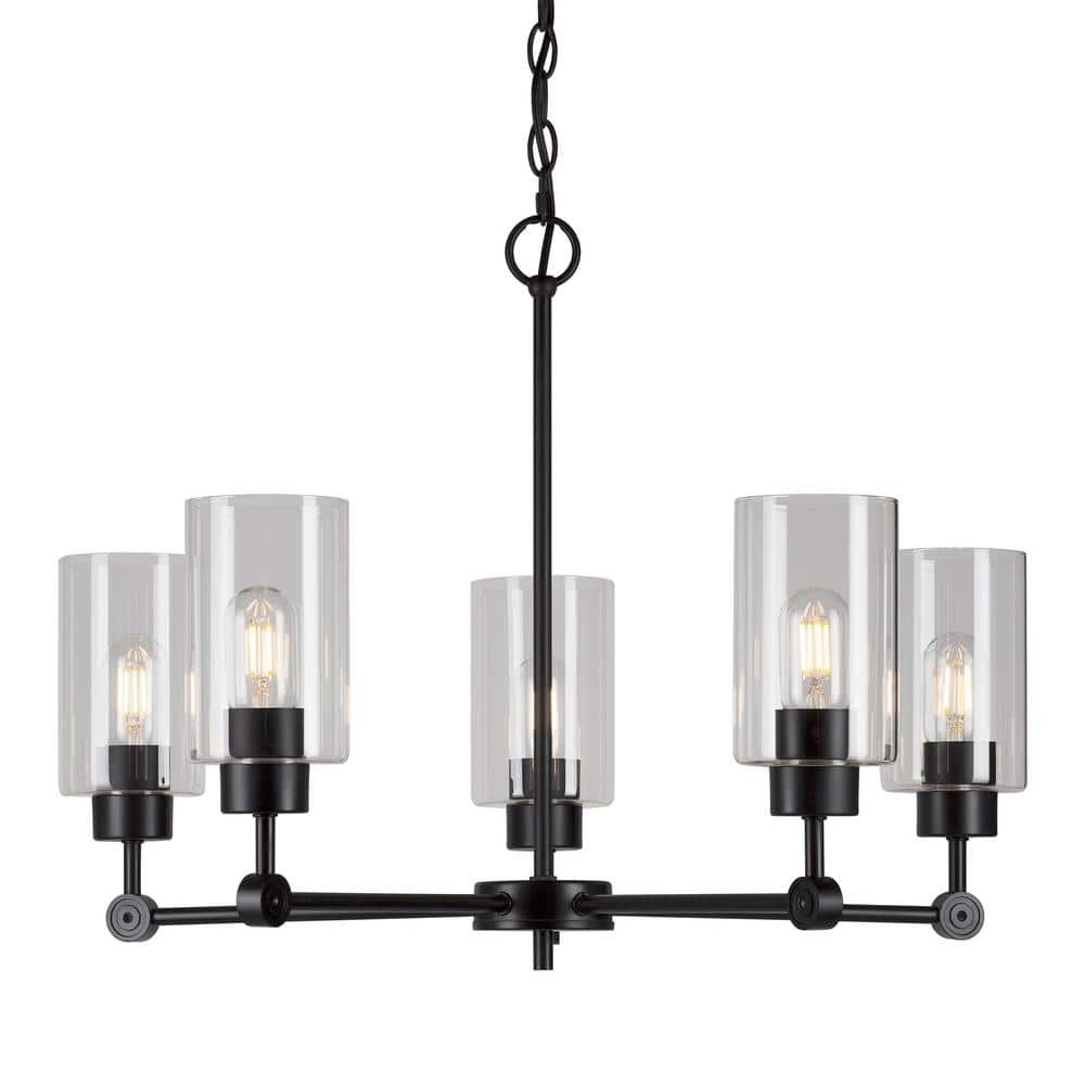 Jayden 5-Light Black Chandelier with Clear Glass