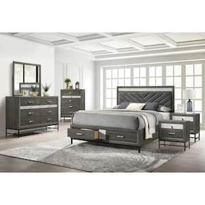 Vurenn 6-Piece Gray Engineered Wood King Bedroom Set