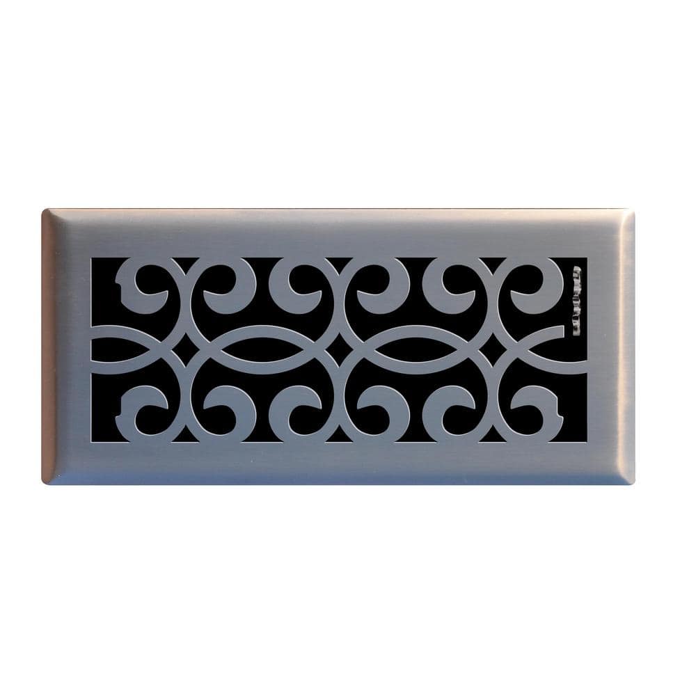 Classic Scroll 4 in. x 10 in. Steel Floor Register in Brushed Nickel price history on PriceWatchPro