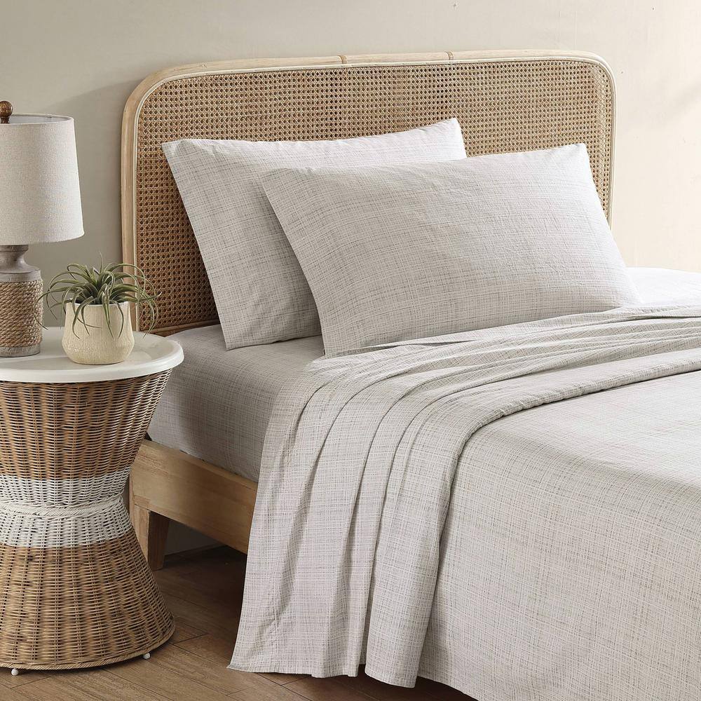 Gray Geometric Cotton Percale Queen Sheet Set