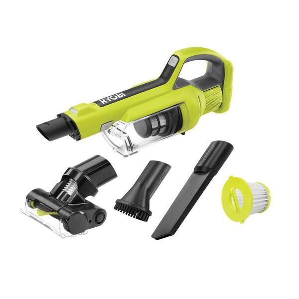 RYOBI ONE 18V Cordless Hand Vacuum with Powered Brush with Hand Vacuum Replacement HEPA Filters 2 Pack PCL700B A32HF00 The Home Depot