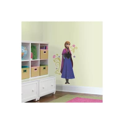 5 in. x 19 in. Frozen's Anna with Cape Giant 10-Piece Peel and Stick Wall Decal