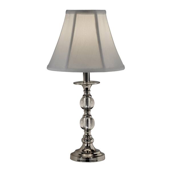 Dale Tiffany 20 in. Polished Chrome Crystal Table Lamp with Fabric Shade