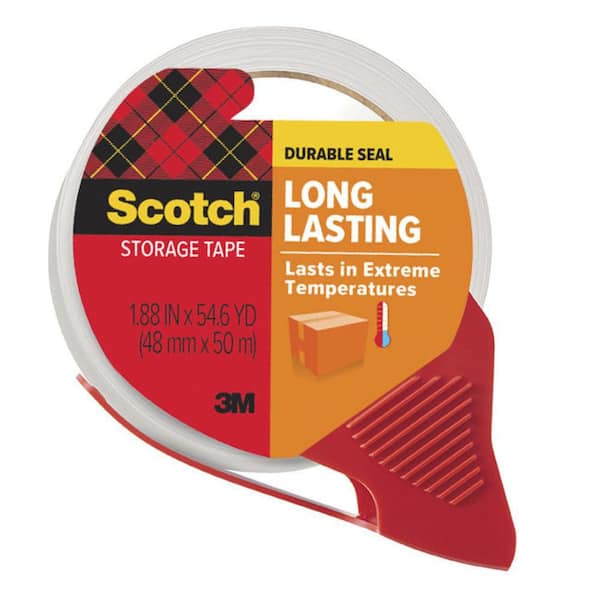 1.88 in x 54.6 yds. Long Lasting Storage Packaging Tape with Dispenser (3" Core)