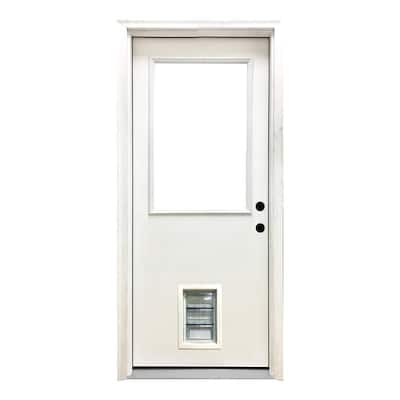 exterior door with cat door built in