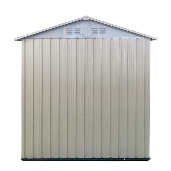 5 ft. x 3 ft. Beige Metal Outdoor Storage Shed with Apex Roof and Aluminum Frame