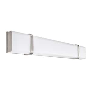 Link 37 in. 3000K Brushed Nickel ENERGY STAR LED Vanity Light Bar and Wall Sconce